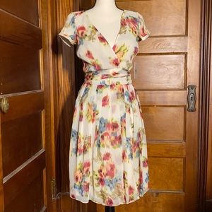 Blended Blossoms “rose watercolor” wrap dress NWT